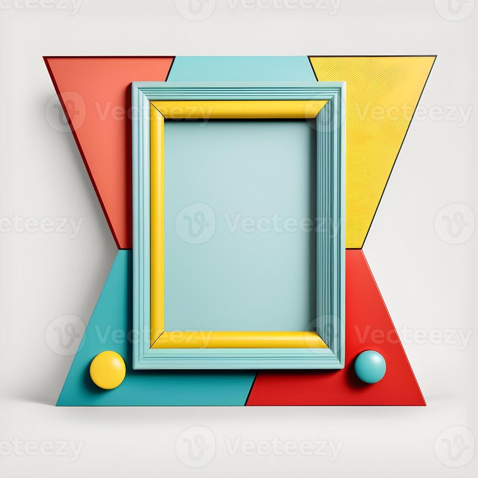 empty photo frame geometric colorful retro modern minimalist .