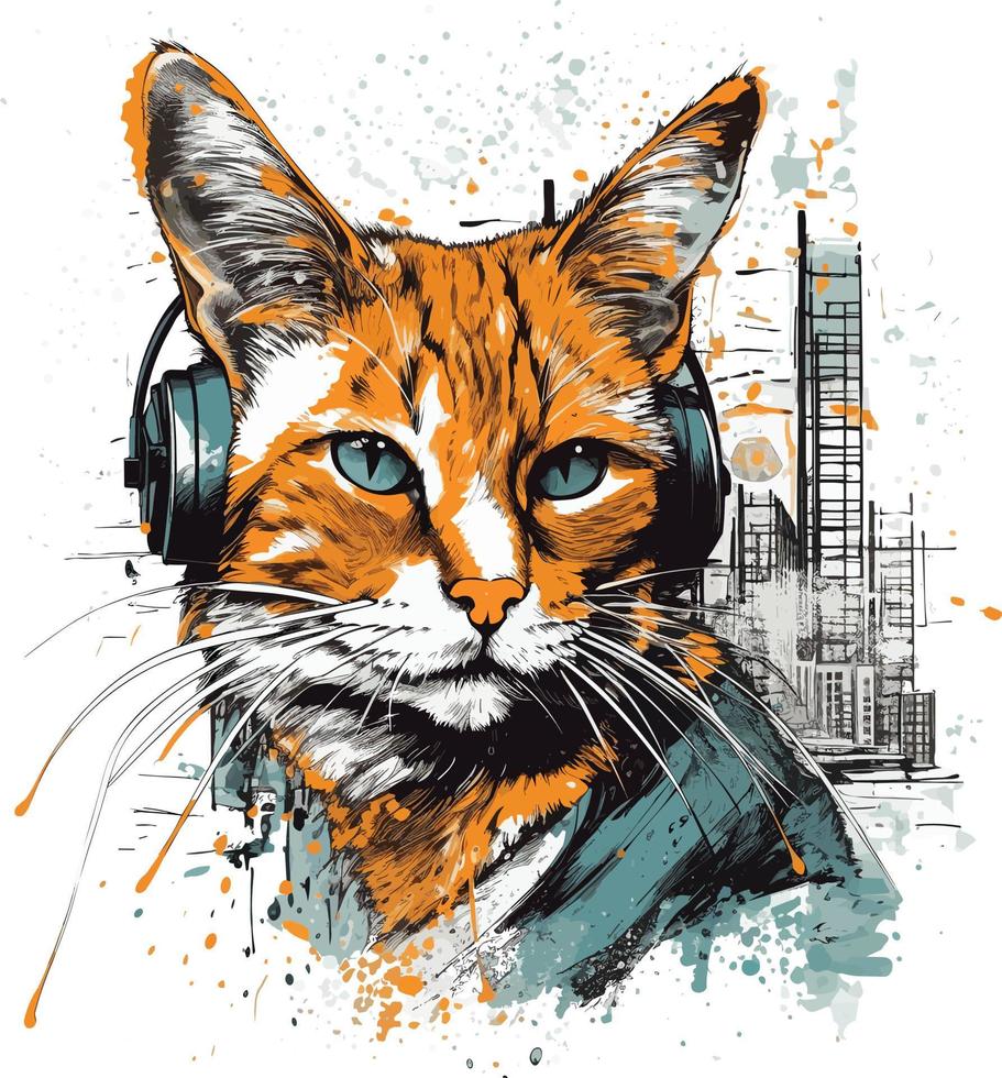 urbano ciudad gato animal vector diseño para impresión