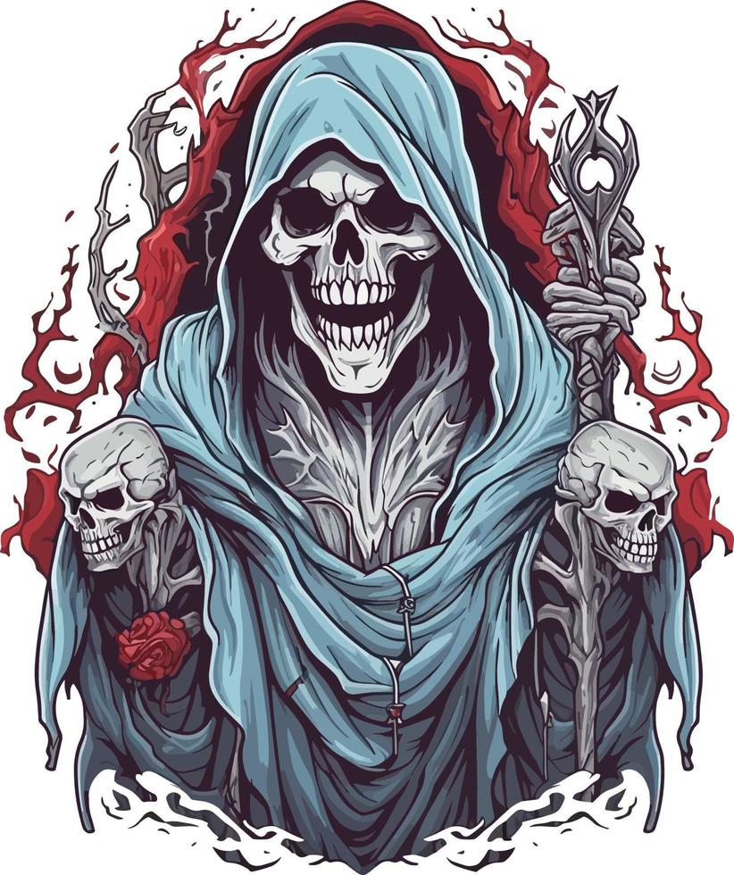 muertos vivientes lich cráneo vector diseño para impresión