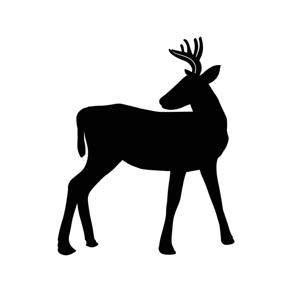 Deer silhouette vector illustration. Black deer logo. Deer animal wildlife vector illustration.