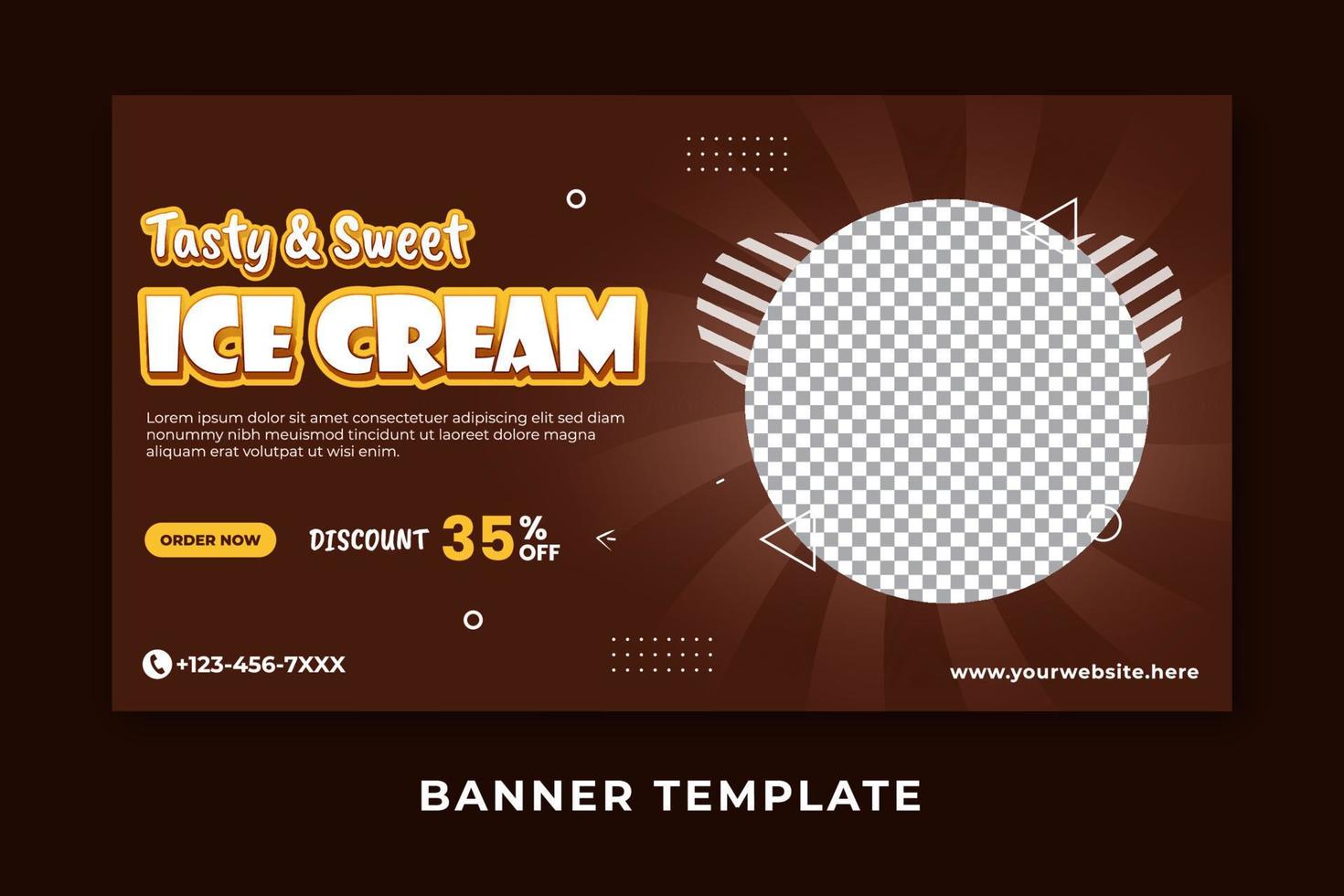 Tasty and sweet ice cream food banner template vector