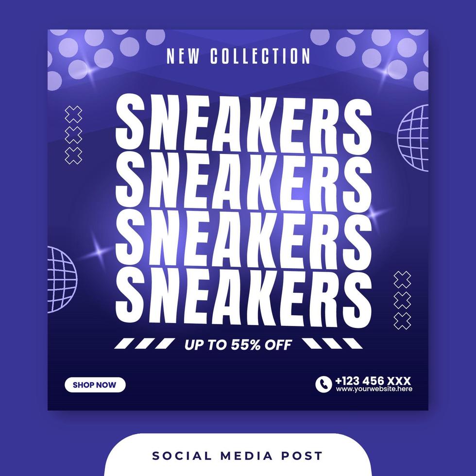 New collection sneakers sale social media template vector