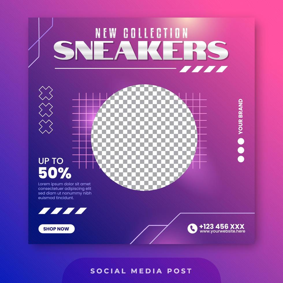 New collection sneakers sale social media template vector