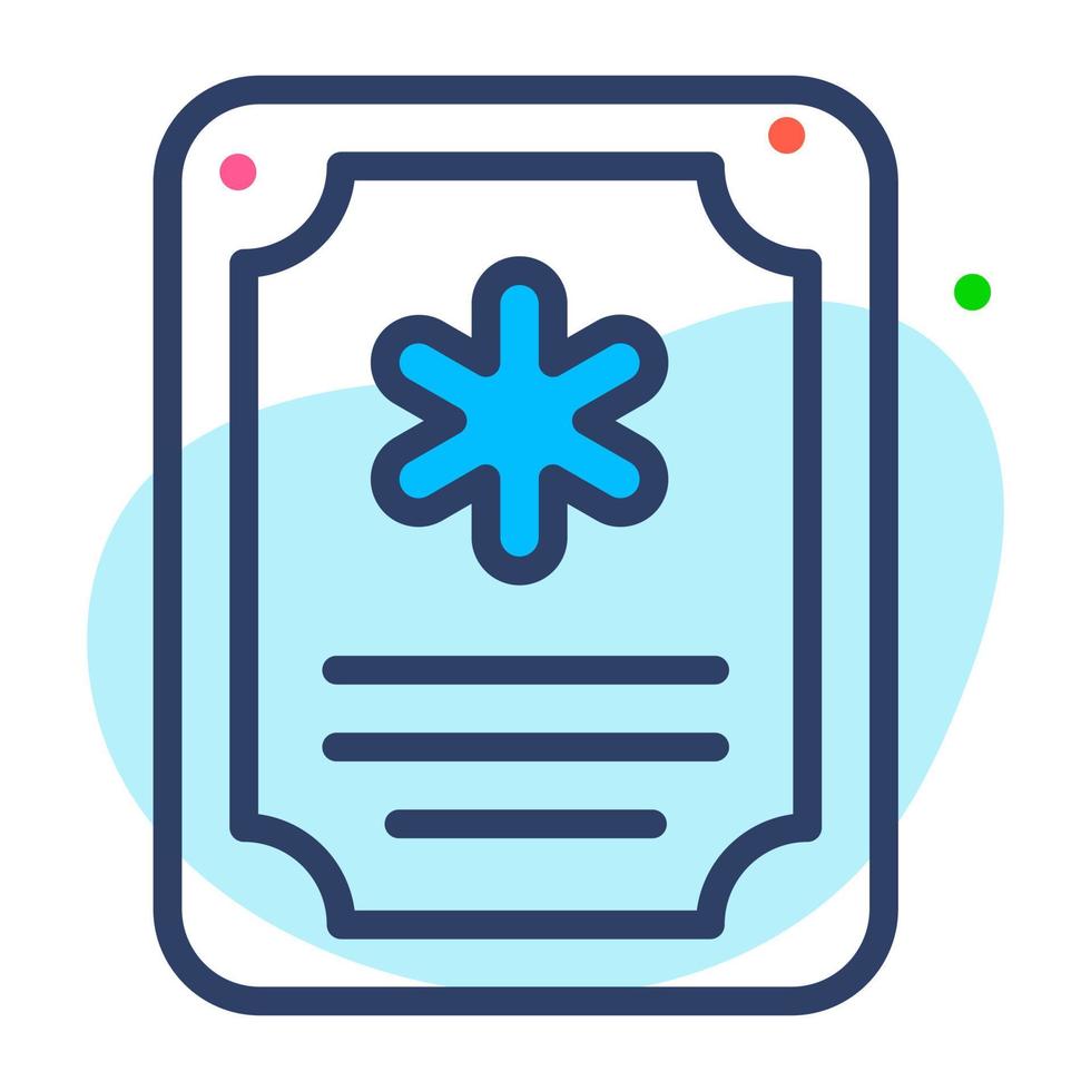 An official document, beautiful design of medical certificate, vector icon