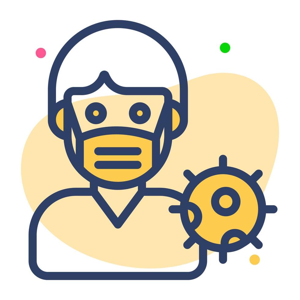 Man avatar wearing medical mask, vector design in trendy style