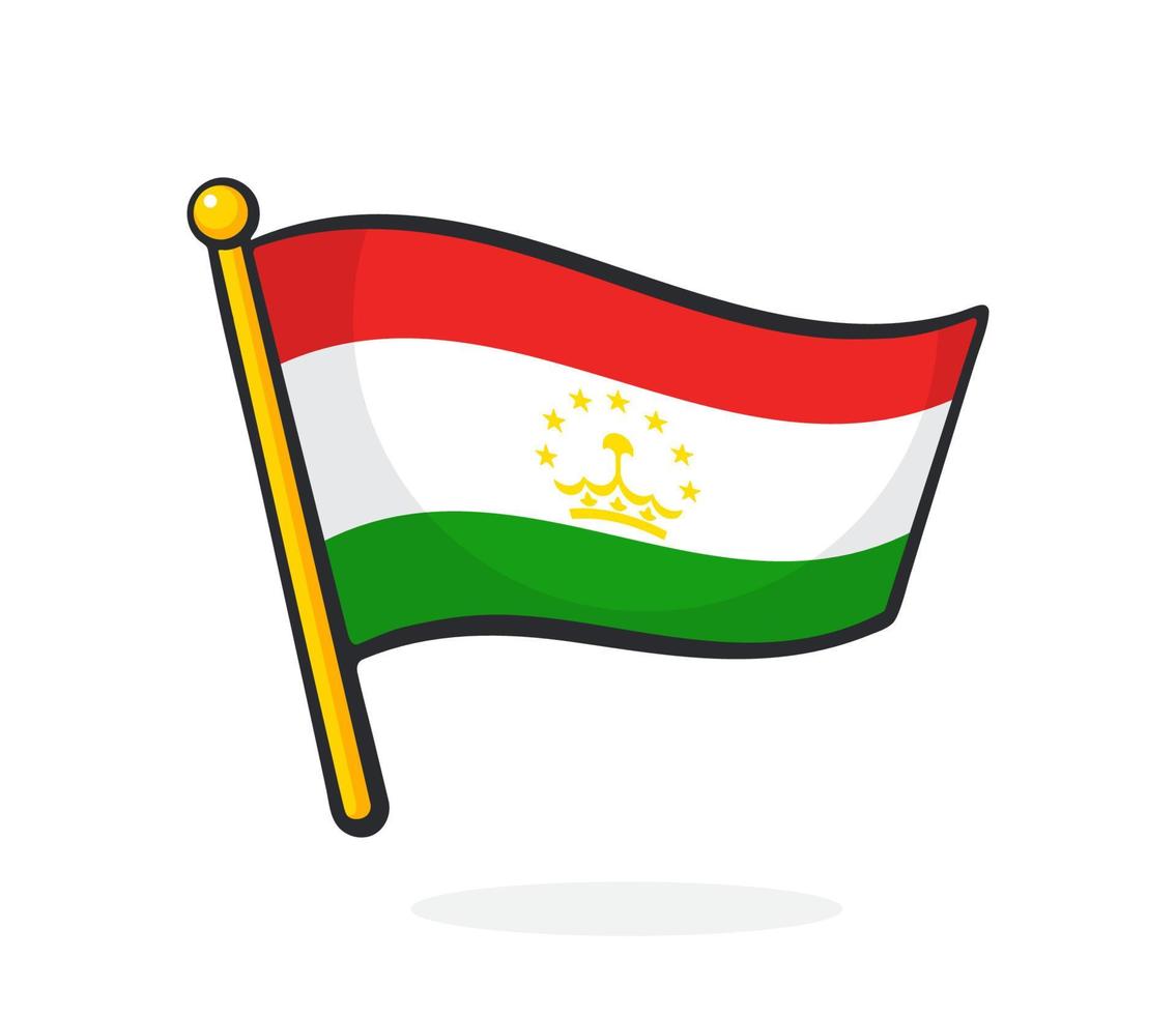 Sticker flag of Tajikistan on flagstaff vector