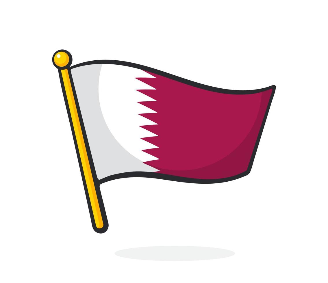 Sticker flag of Qatar on flagstaff vector