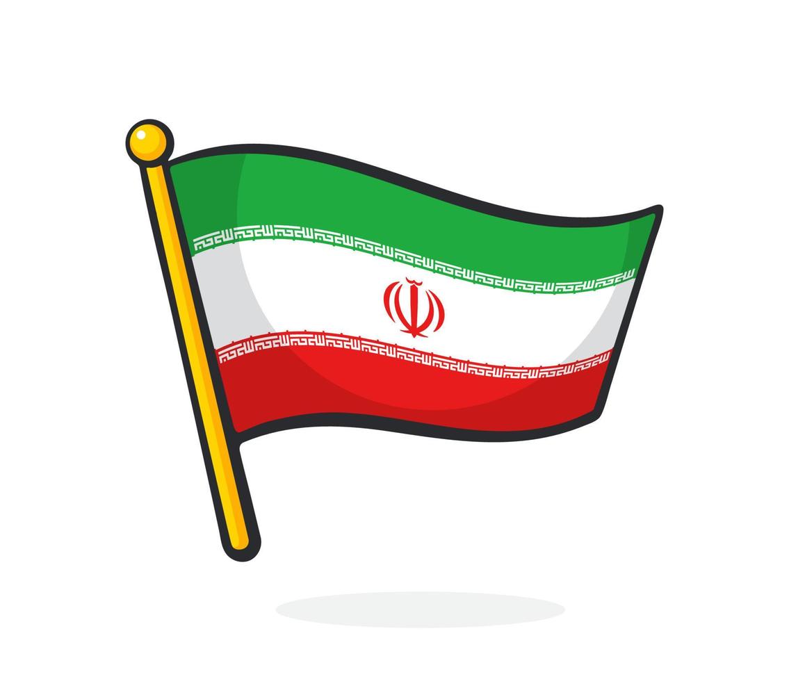 Sticker flag of Iran on flagstaff vector