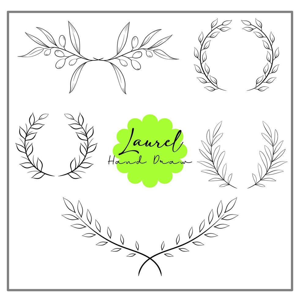 Set of Laurel Line Art vector