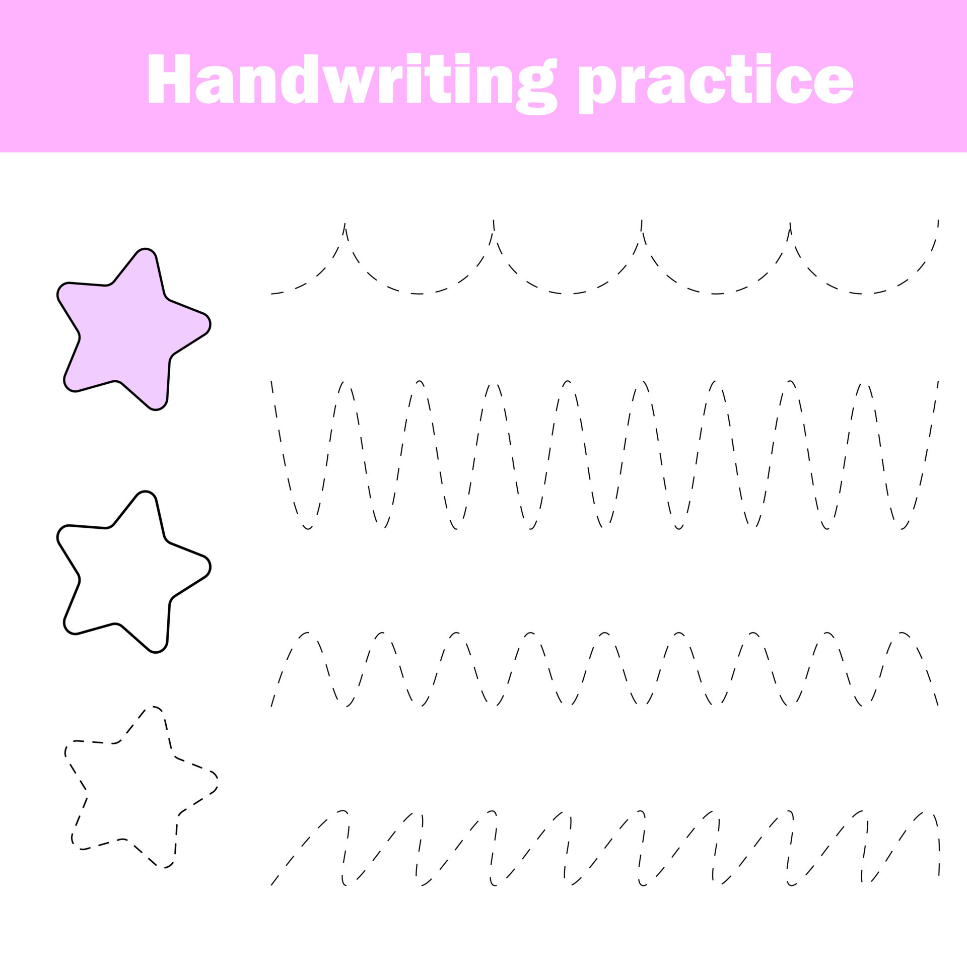 Handwriting practice sheet. Educational children game, printable worksheet  for kids. Writing training printable worksheet. 22893111 Vector Art at  Vecteezy