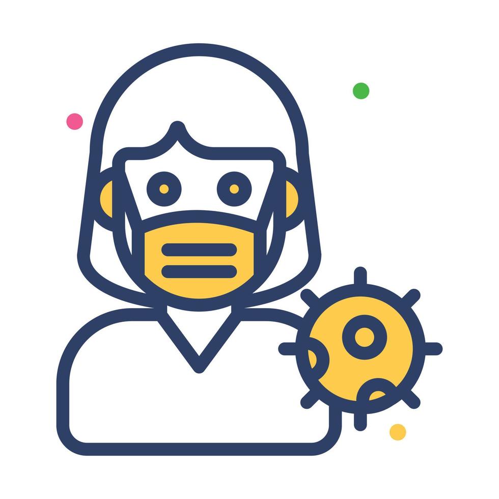 Woman avatar wearing medical mask, vector design in trendy style