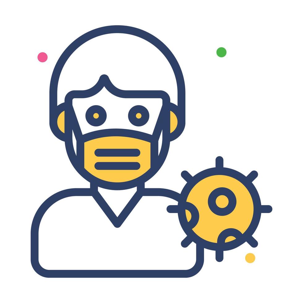 Man avatar wearing medical mask, vector design in trendy style