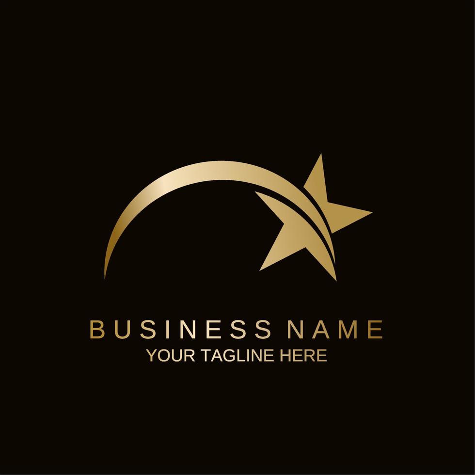 Gold Star Logo Vector on Black Background. Perfect For Your Business Logo Or Big Event Logo.