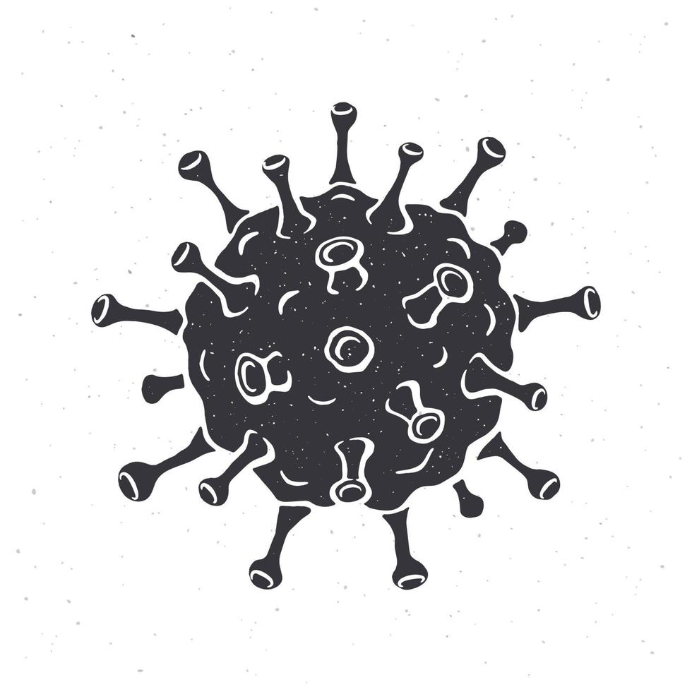 silueta de coronavirus celúla. vector ilustración. virus porque respiratorio infección COVID-19. global mundo epidemia. mortal corona bacterias aislado blanco antecedentes