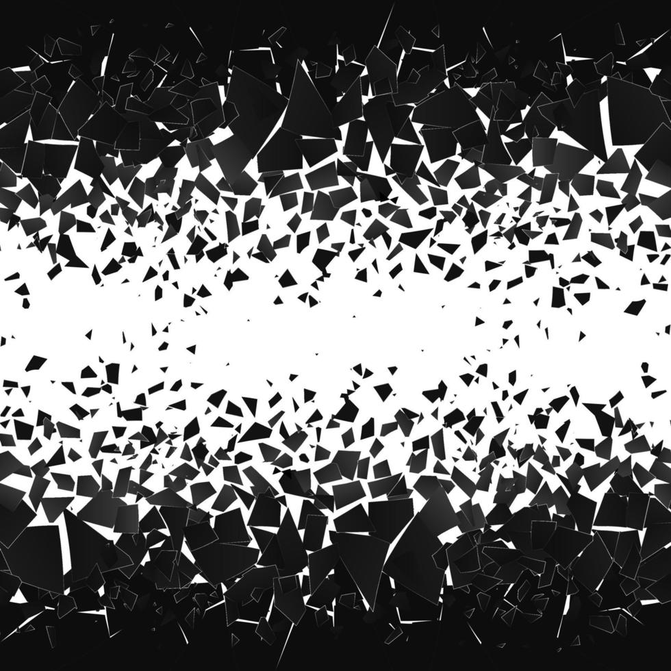 Shatter and destruction halftone effect. Abstract cloud of pieces and fragments after explosion. Vector