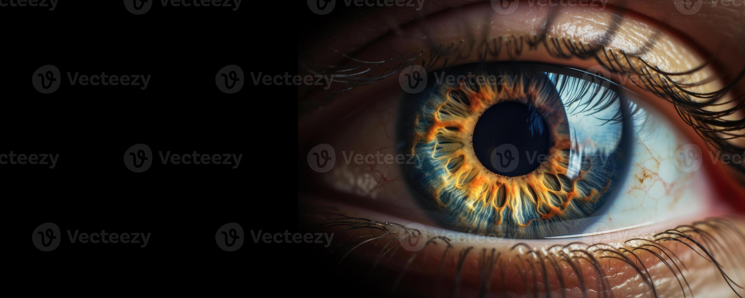 Captivating close up reveals intricate beauty of a woman's eye. Copy space. photo