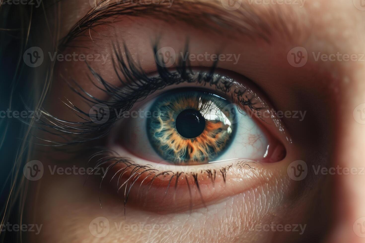 Captivating close up reveals intricate beauty of a woman's eye. photo
