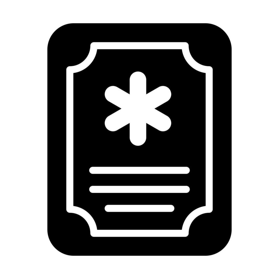 An official document, beautiful design of medical certificate, vector icon
