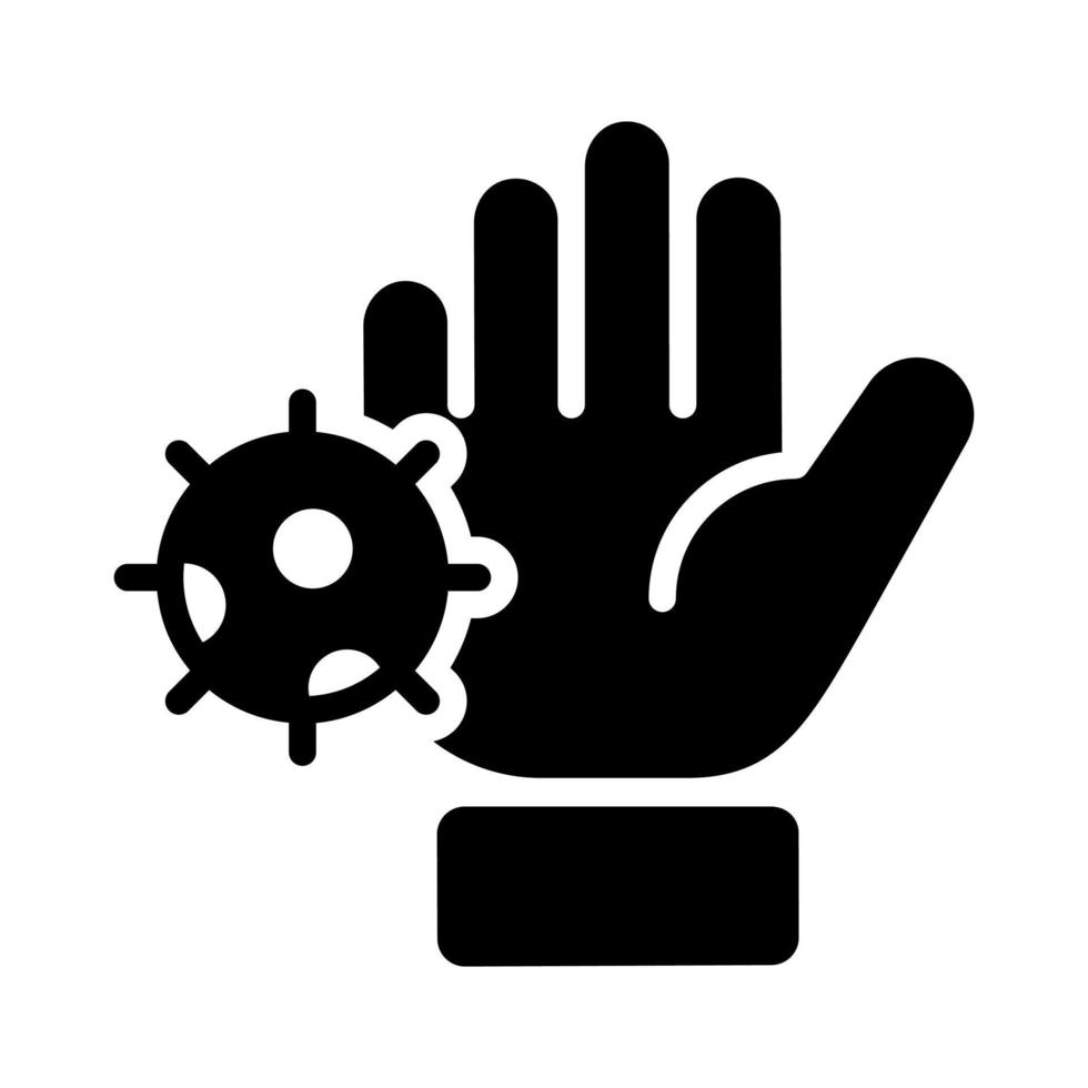 Hand with coronavirus concept of corona care vector, premium icon vector