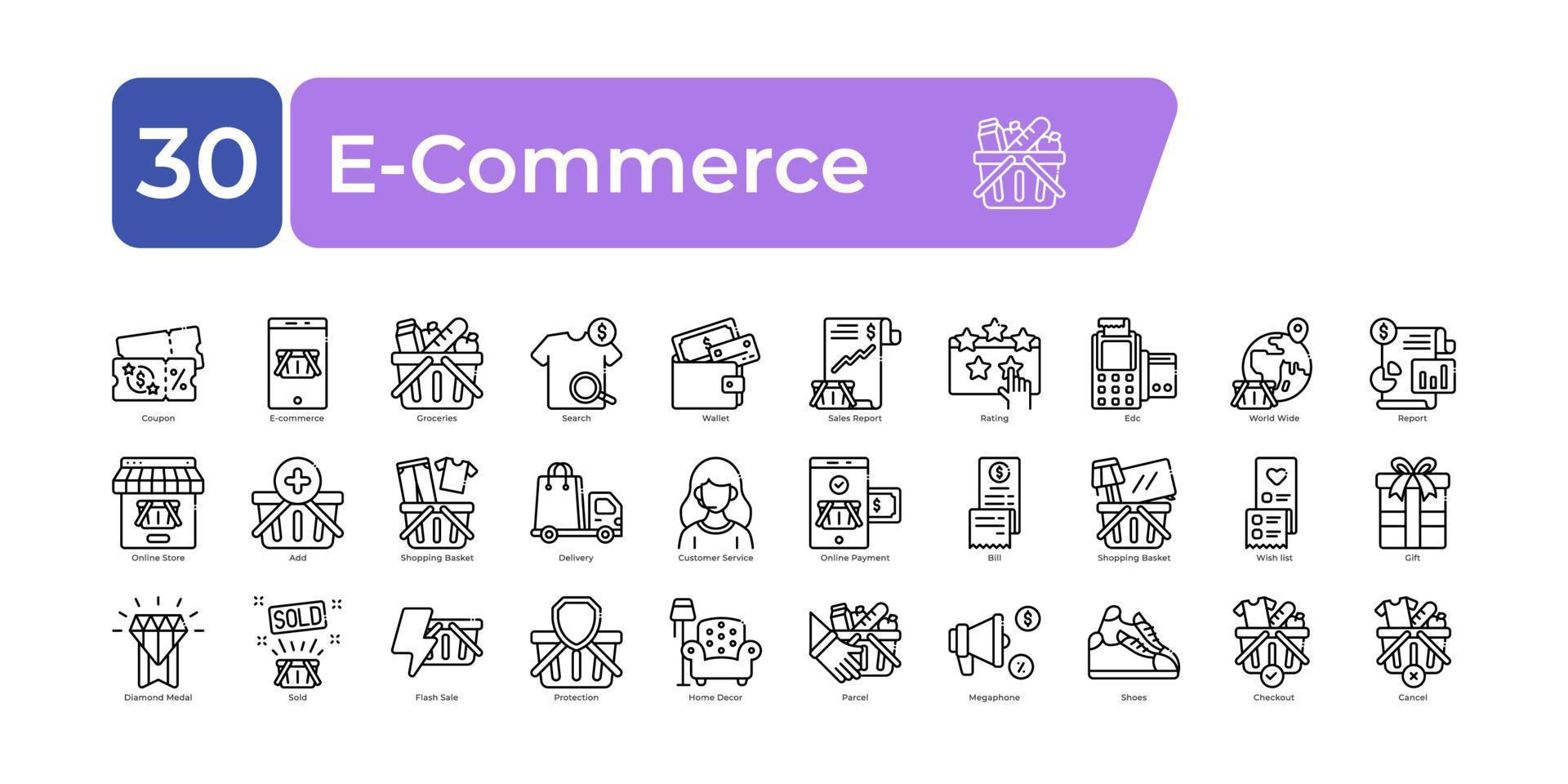 E commerce icons Pack. Thin line icons set. clean and simple vector icons