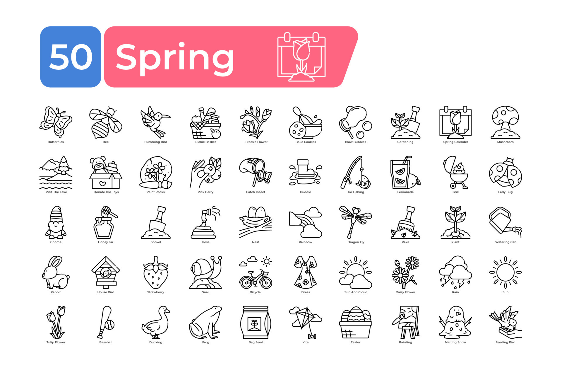Spring Icons Pack. Thin line icons set. clean and simple vector icons ...