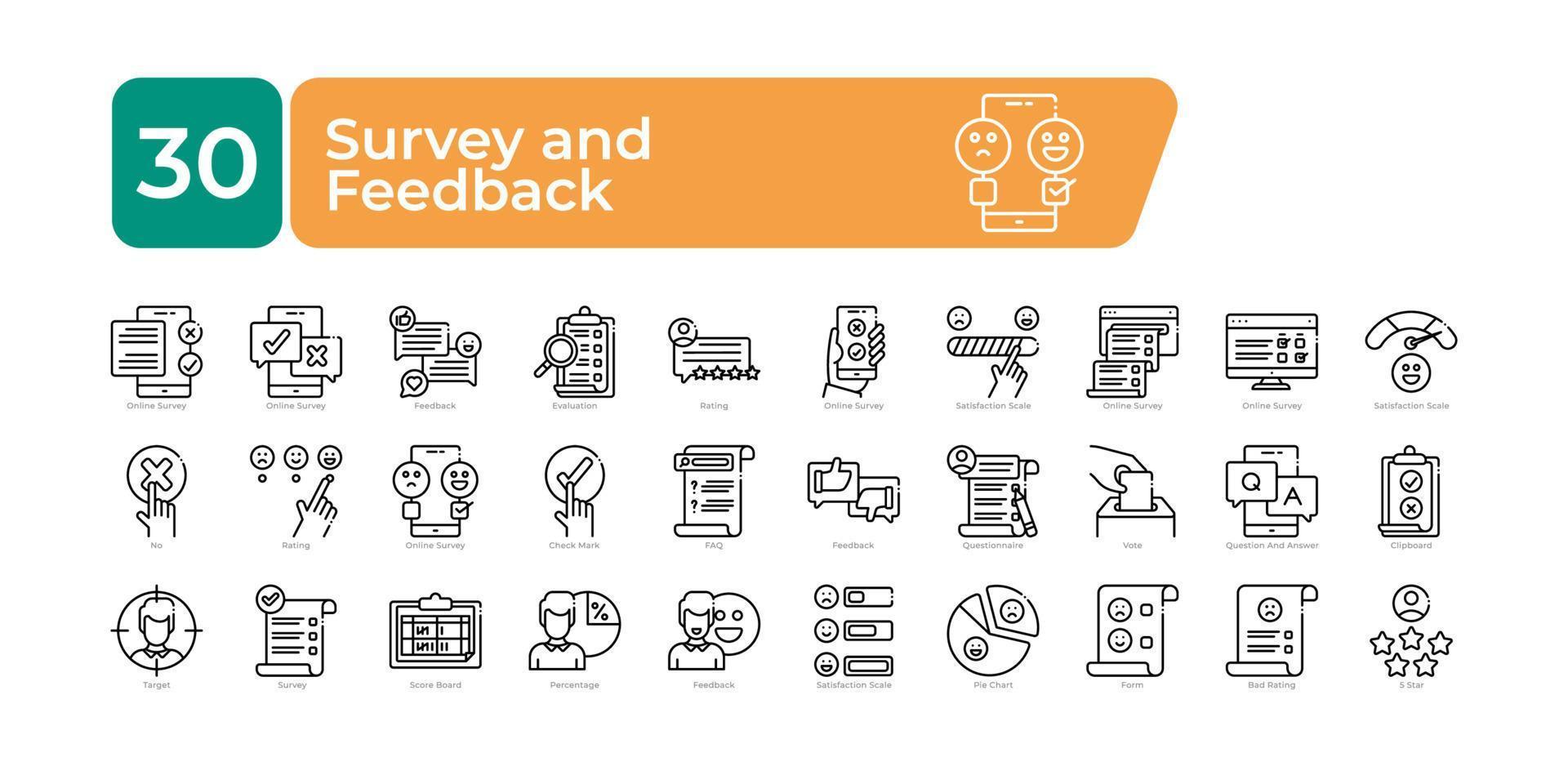 Survey and feedback Icons Pack. Thin line icons set. clean and simple vector icons