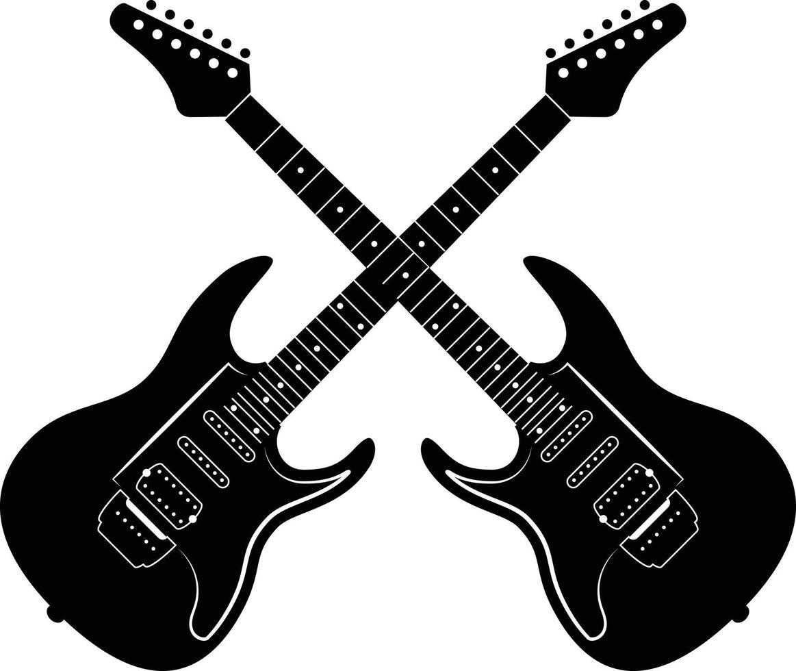 Monochrome Vector Image Of Two Electric Guitars