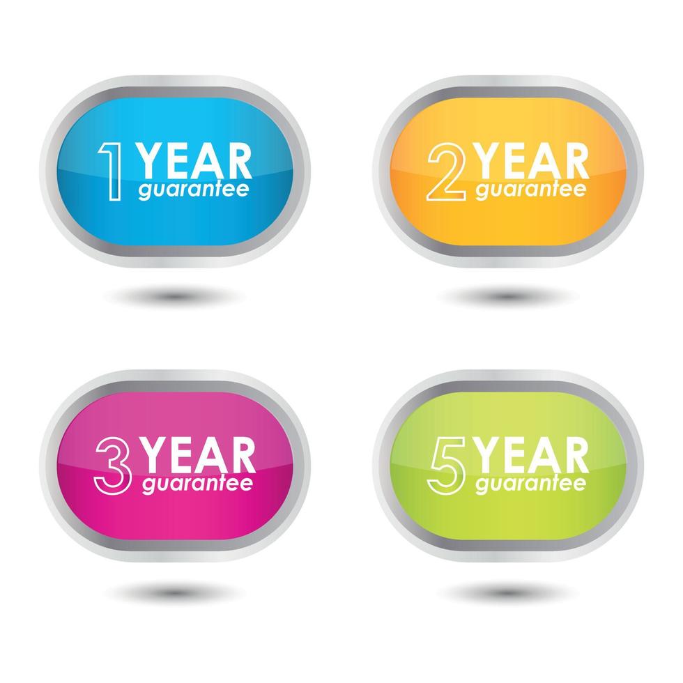 Vector Buttons With Text 1 Year Guarantee