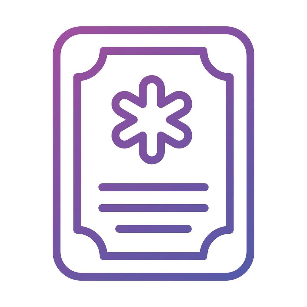 An official document, beautiful design of medical certificate, vector icon