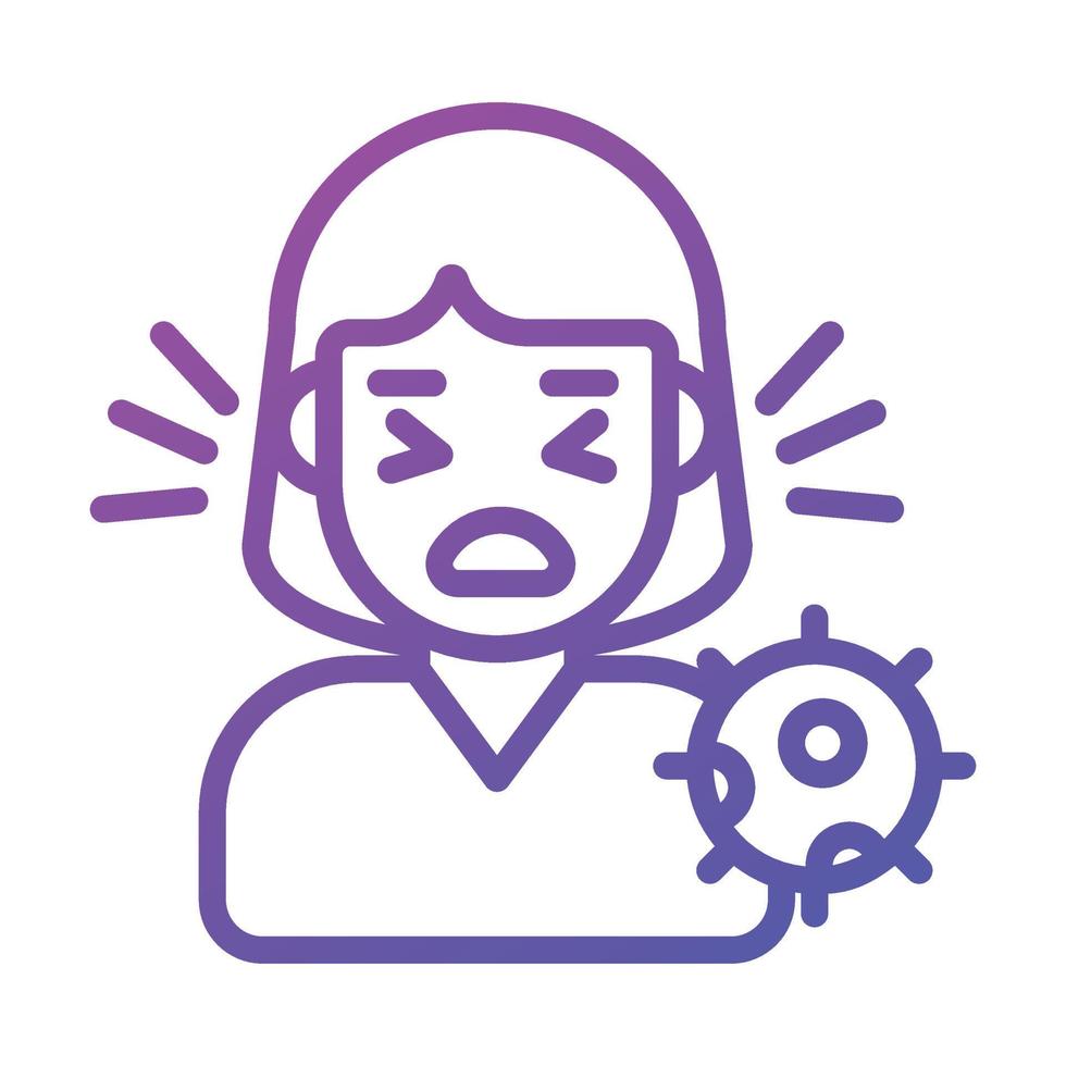 Sneezing woman avatar with coronavirus symbol denoting concept of sick women vector
