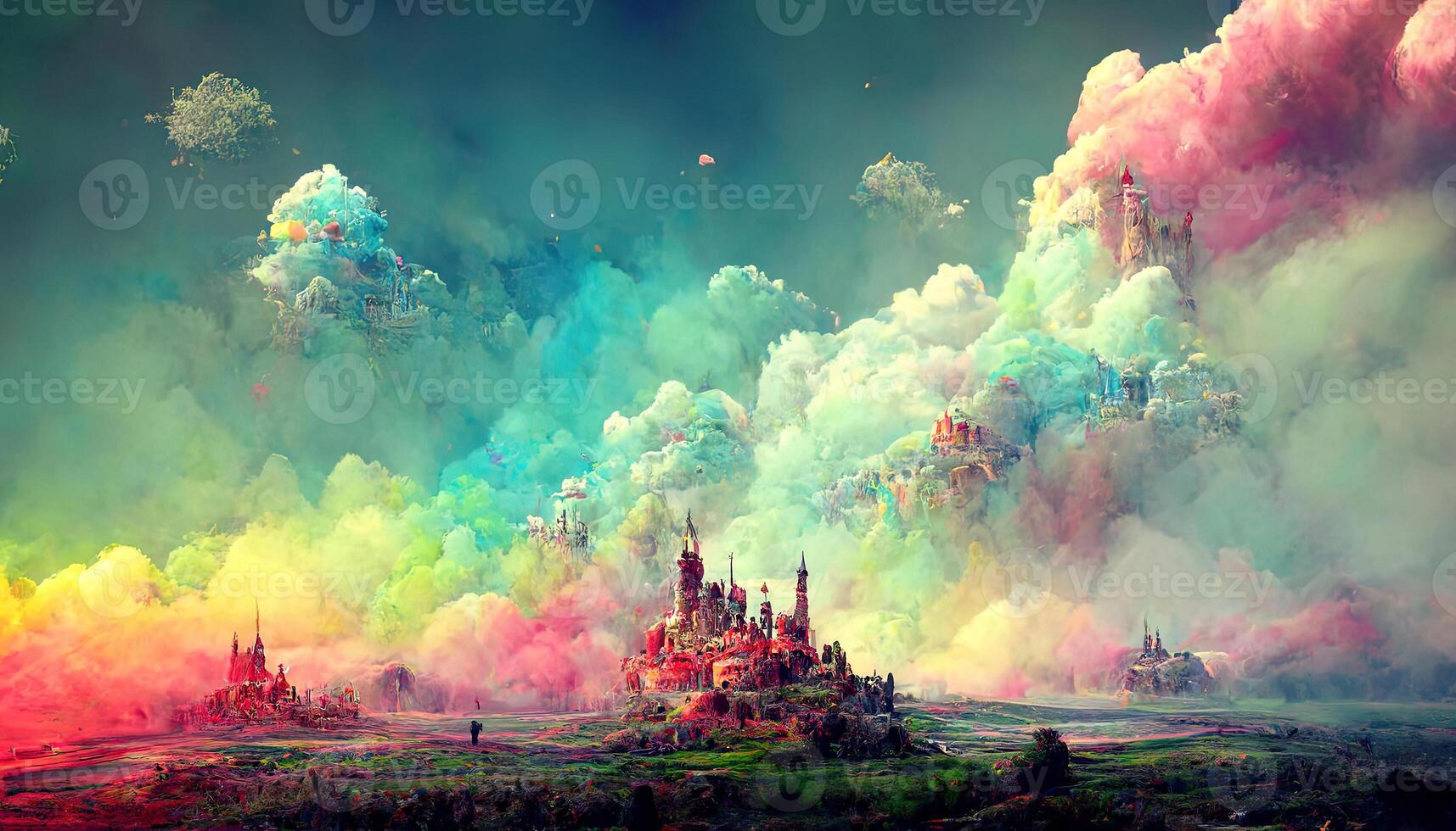 A fantasy world in alien landscape, surreal, ultra detailed, stunning, colorful, digital art, creative. photo