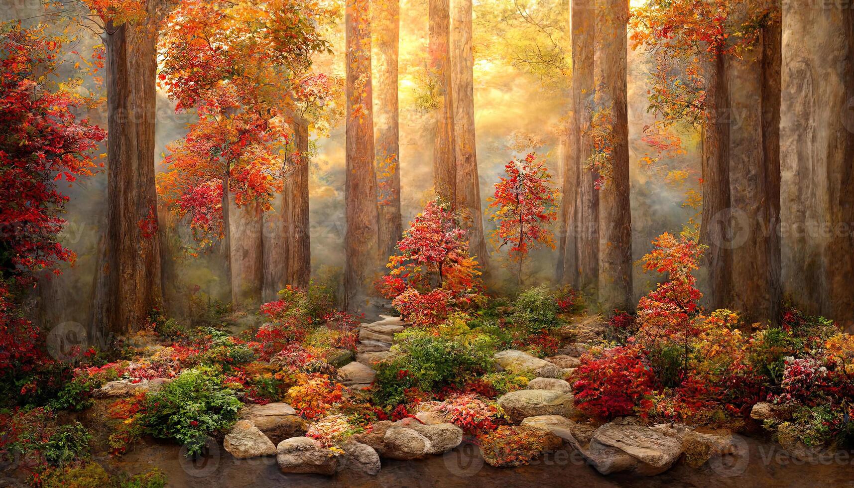 Fall season background vector with sumac leaves. photo