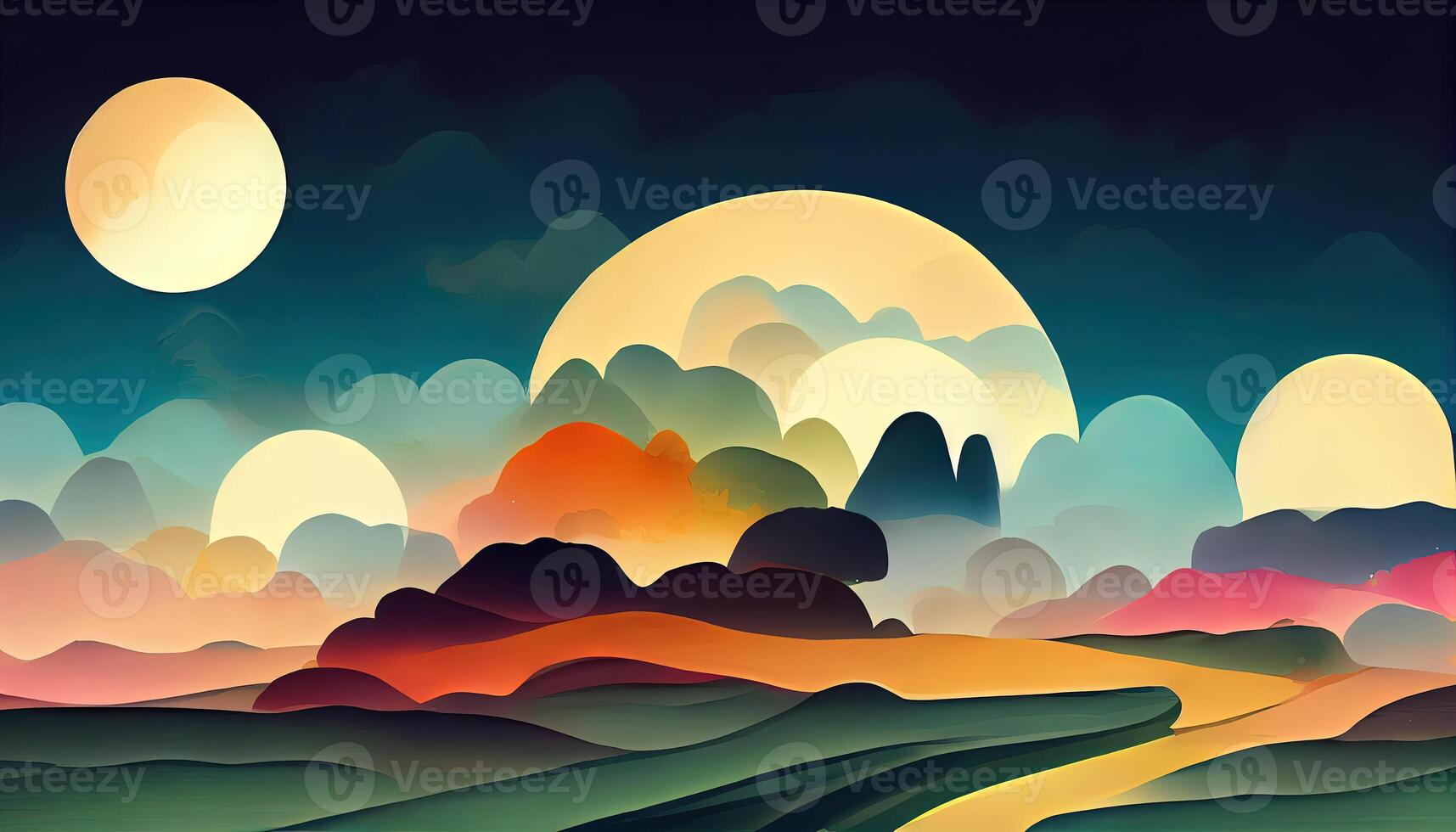 Paper style galaxy background with planet. photo