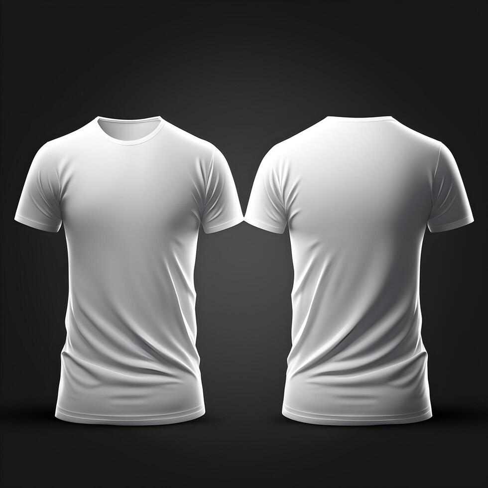 Plain white t-shirt mockup template, front and back view, photo