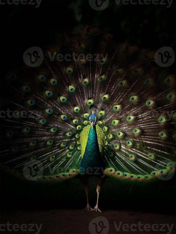 detallado retrato de un hermosa pavo real, generativo ai foto