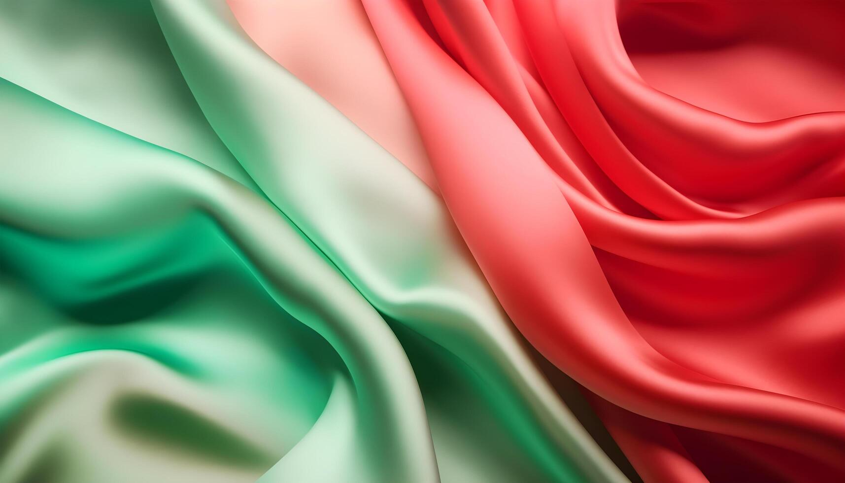 realistic wavy abstract background, delicate and elegant red and green silk cloth, photo