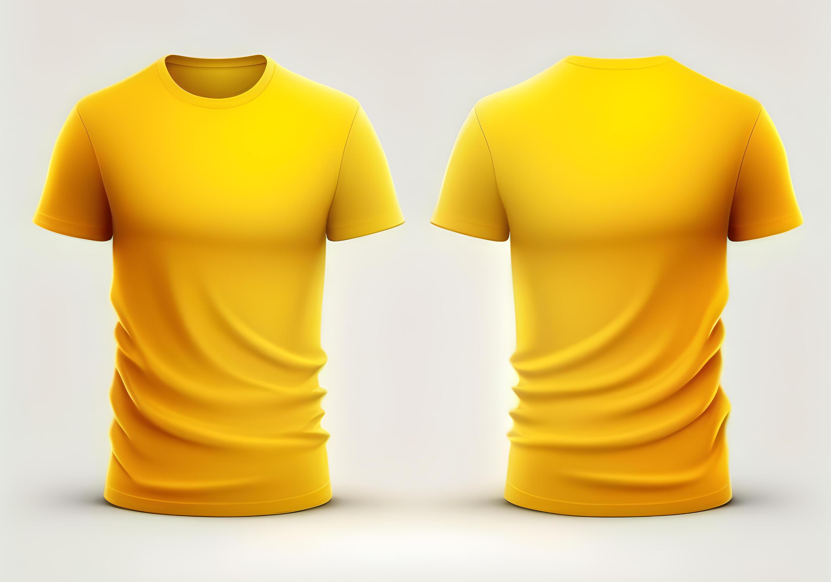 plain yellow t-shirt mockup template, with view, front and back, isolated  on transparent background, generative ai 24125098 PNG