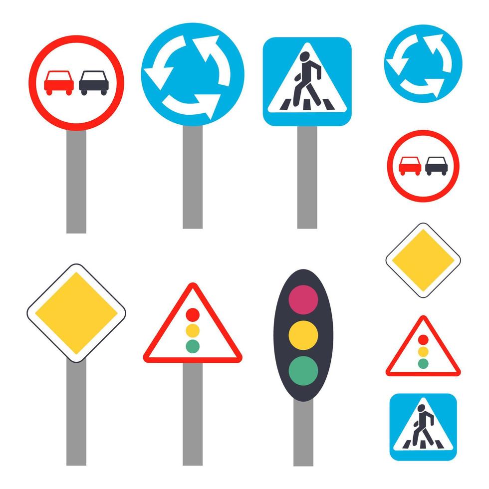 Set of road signs isolated on white background. vector