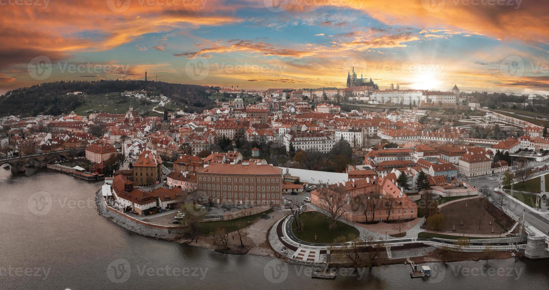 Scenic spring panoramic aerial view of the Old Town pier architecture photo