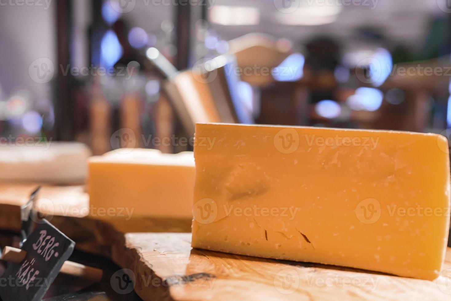 Mountain cheese on table at restaurant in luxury hotel photo