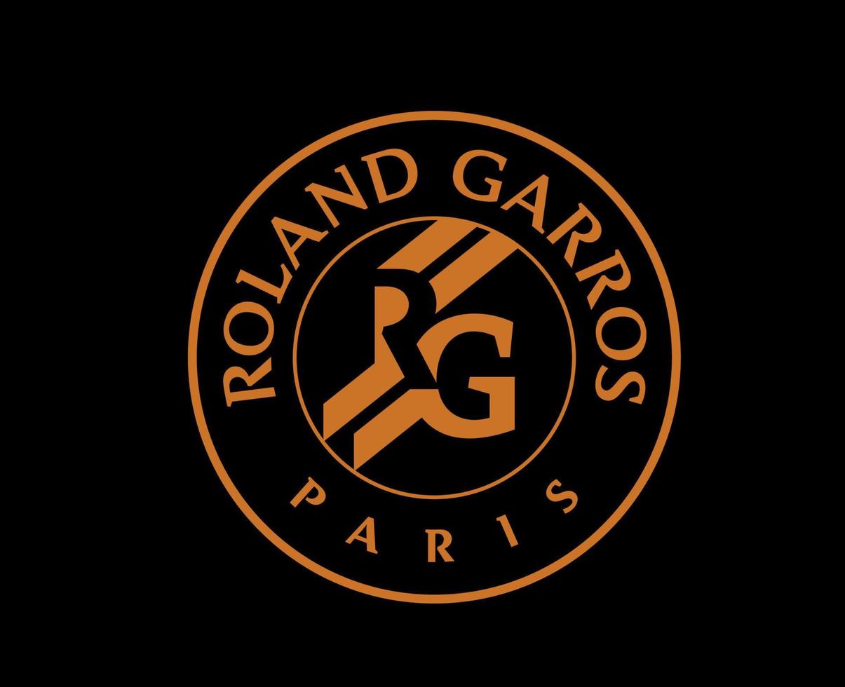 roland garros torneo símbolo naranja francés abierto tenis logo campeón diseño vector resumen ilustración con negro antecedentes