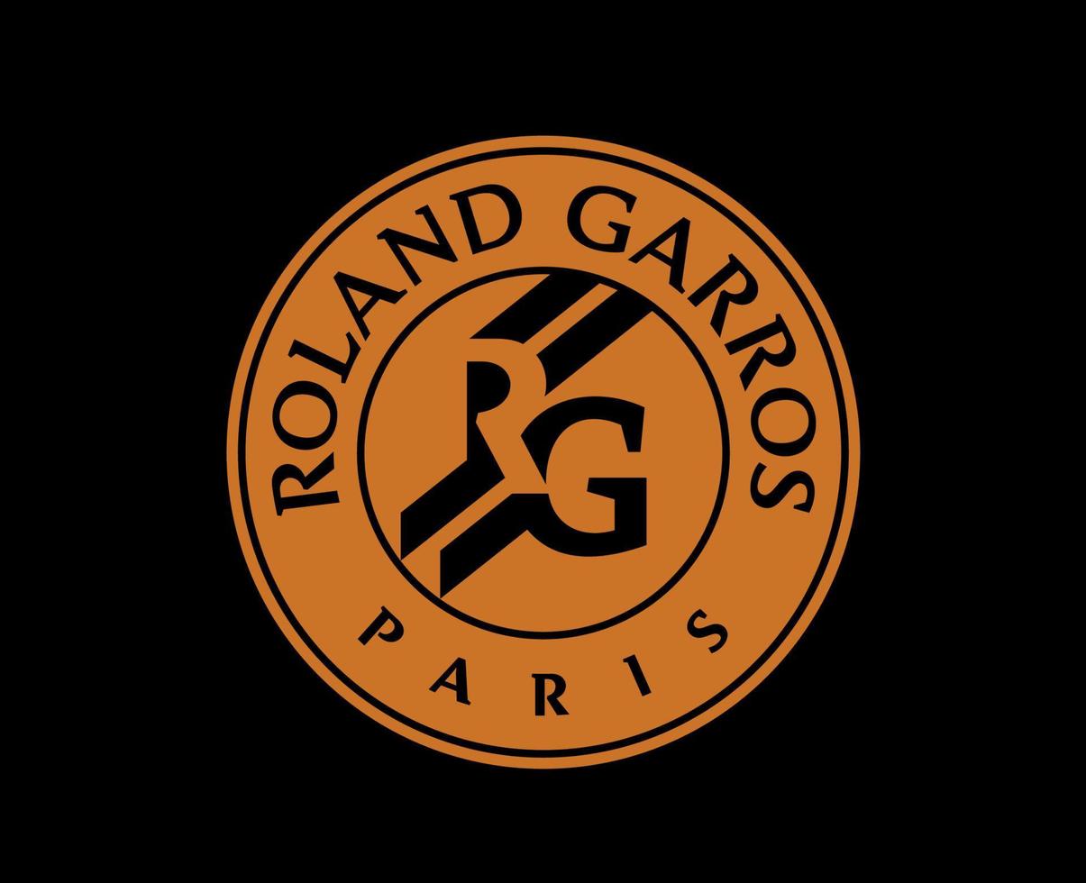 Roland Garros Tournament Symbol Logo Orange French Open Tennis Champion Design Vector Abstract Illustration With Black Background