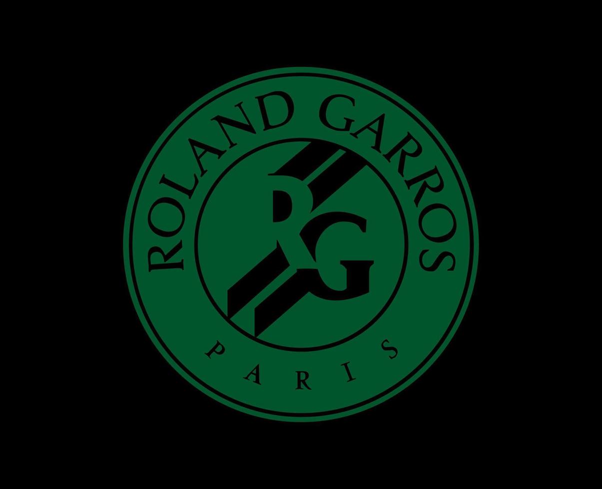 roland garros torneo logo símbolo verde francés abierto tenis campeón diseño vector resumen ilustración con negro antecedentes