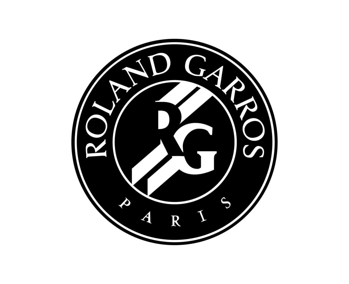 Roland Garros Tournament Logo Symbol Black French Open Tennis Champion Design Vector Abstract Illustration