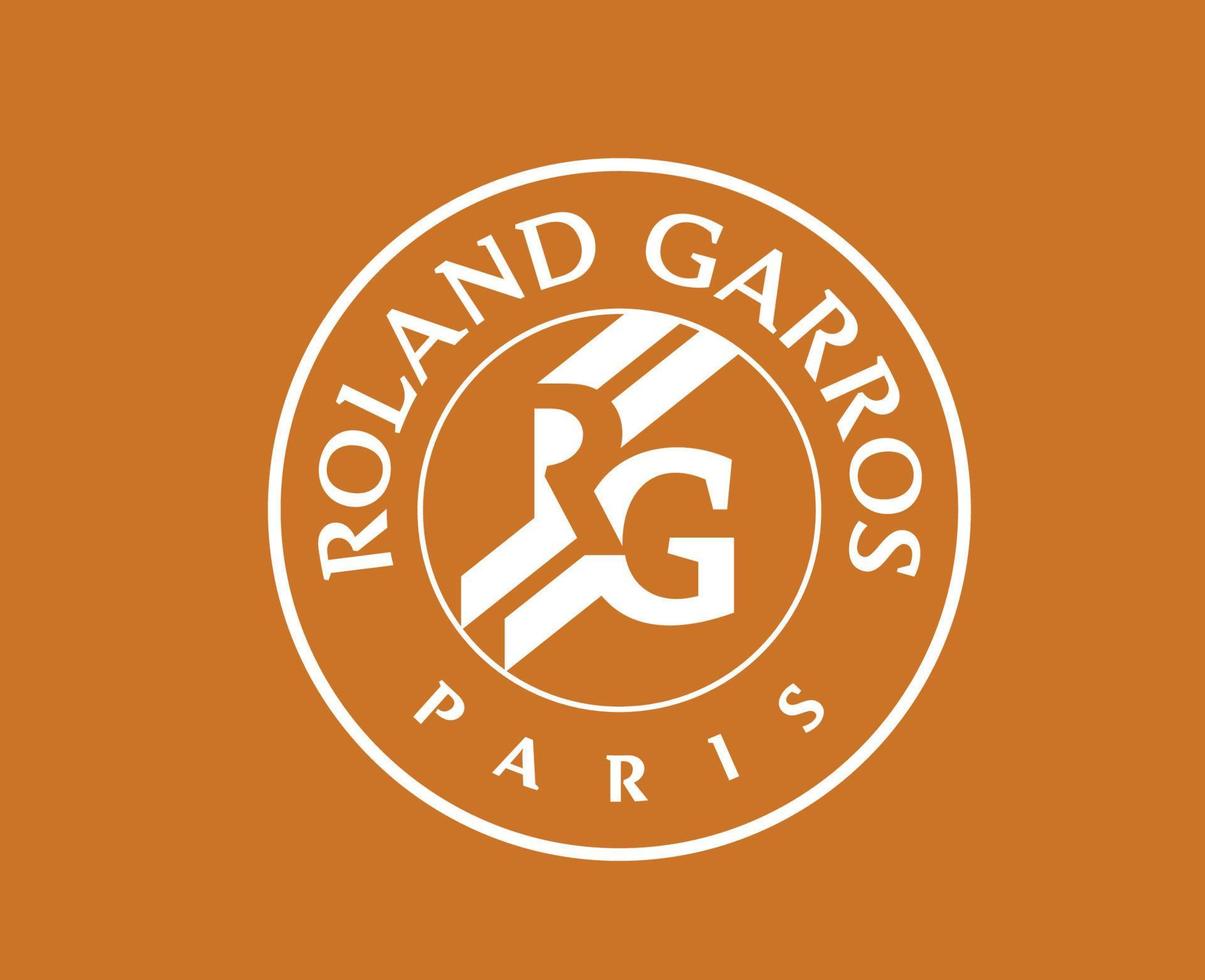 Roland Garros Tournament Symbol White French Open Tennis Logo Champion Design Vector Abstract Illustration With Orange Background