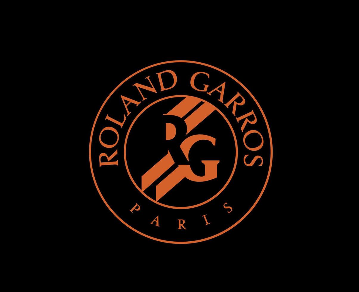 Roland Garros tournament Logo Orange French Open Tennis Champion Symbol Design Vector Abstract Illustration With Black Background