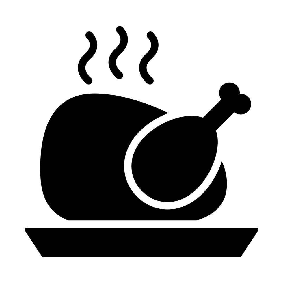 Roasted chicken served in a tray, turkey vector design