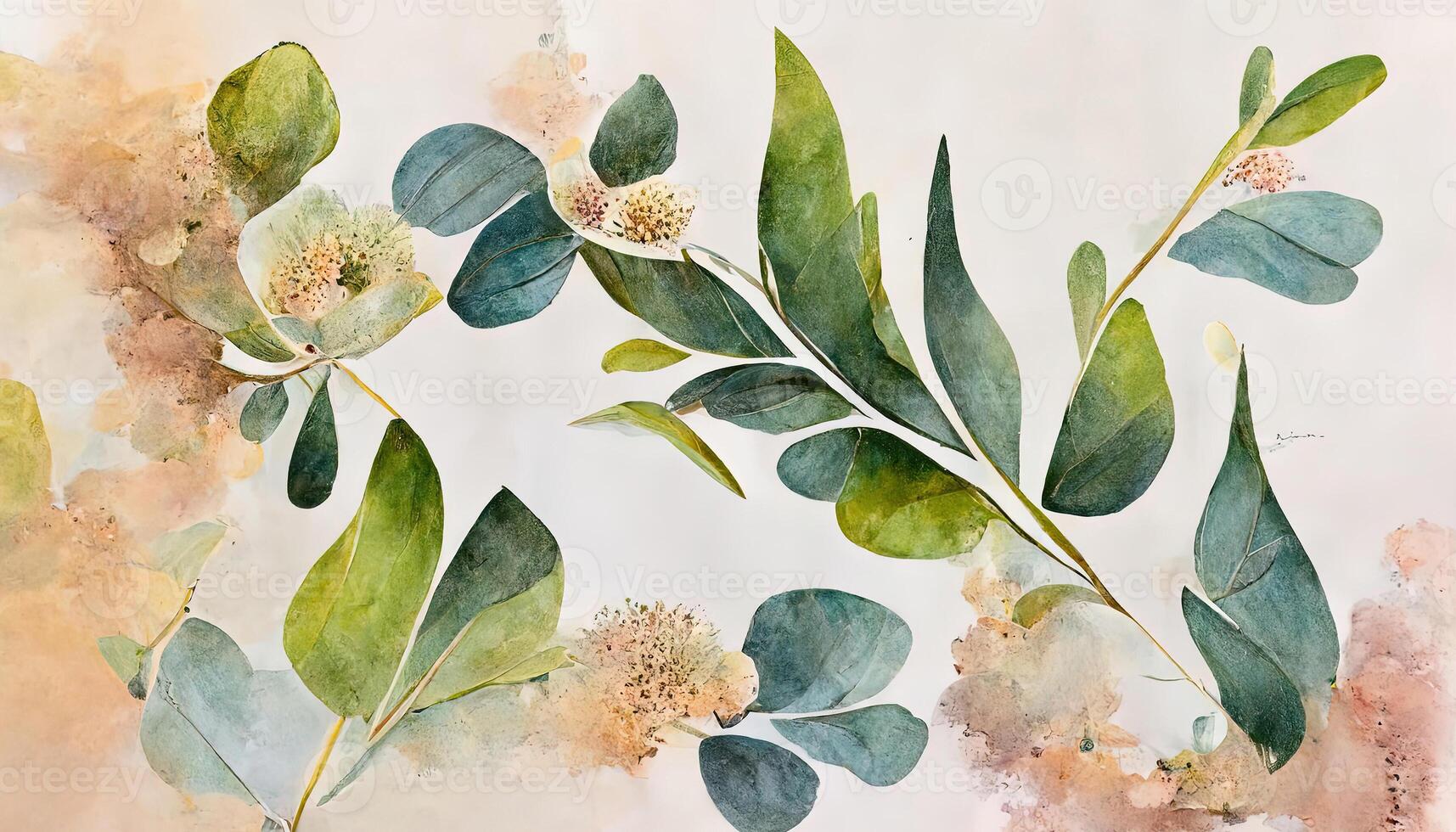 Foliage design for wedding, stationery, invitations, cards. Illustration isolated on transparent background. photo