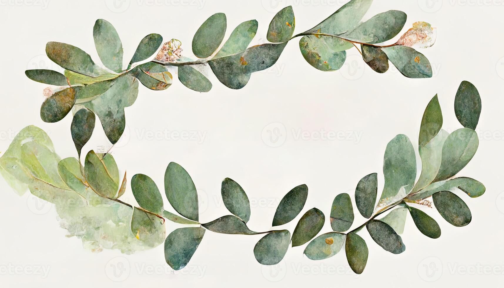 Abstract leaves bouquet green watercolor background illustration high resolution. photo