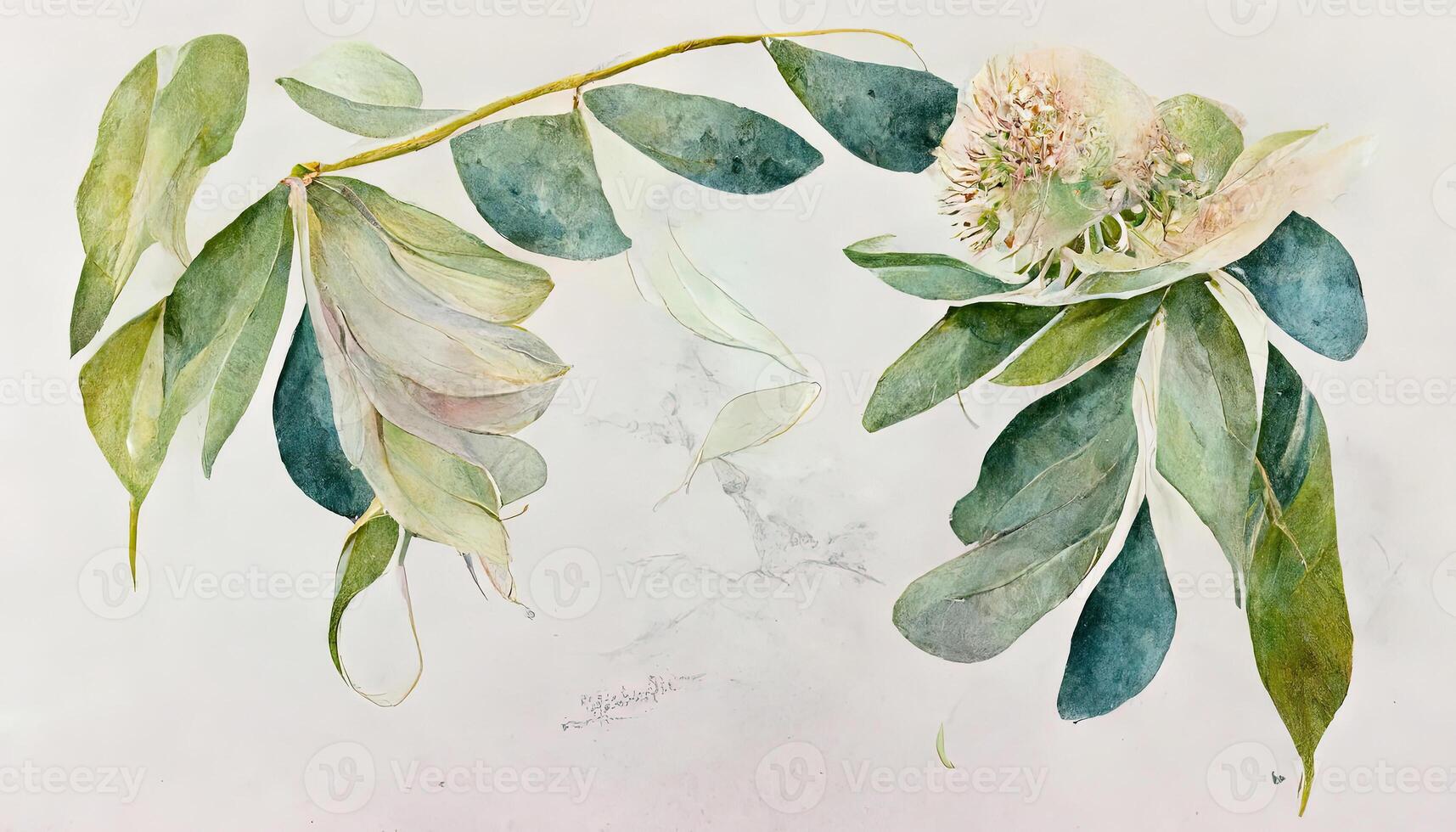 Elegant hand drawing eucalyptus leaves pattern. photo